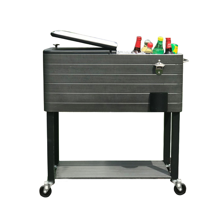 Caixa térmica com textura de madeira para piquenique ao ar livre