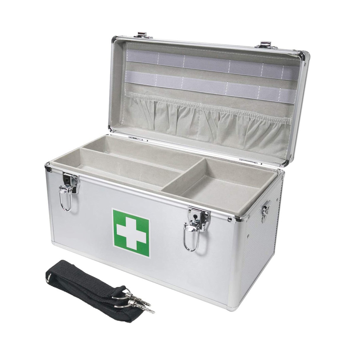 Maleta de primeiros socorros de alumínio, caixa médica