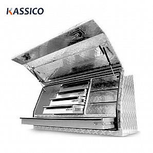 Caixa de ferramentas de alumínio Ute com 5 gavetas e abertura lateral