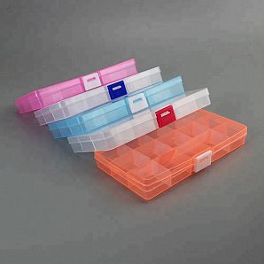 Caixa de ferramentas de armazenamento de plástico com 15 compartimentos ajustáveis