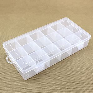 Caixa de armazenamento transparente com 18 grades