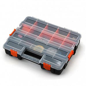 Caixa de armazenamento com compartimentos de plástico