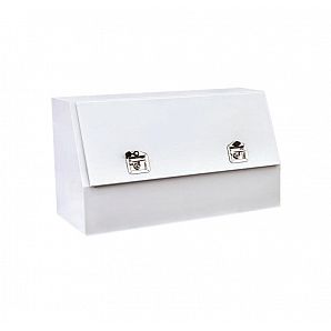 Caixa de ferramentas para caminhão de armazenamento de metal branco com trava "T" e 2 alças