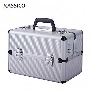 Caixa de ferramentas com estrutura de alumínio e bandejas