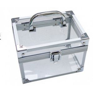 Estojo de maquiagem de acrílico e alumínio