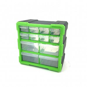 Organizador de peças de reparo de plástico com 12 gavetas