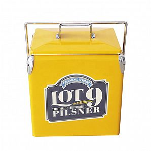 Caixa térmica portátil de metal com capacidade para 13 litros