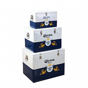 Conjunto 3 em 1 de caixa térmica de metal para acampamento ao ar livre